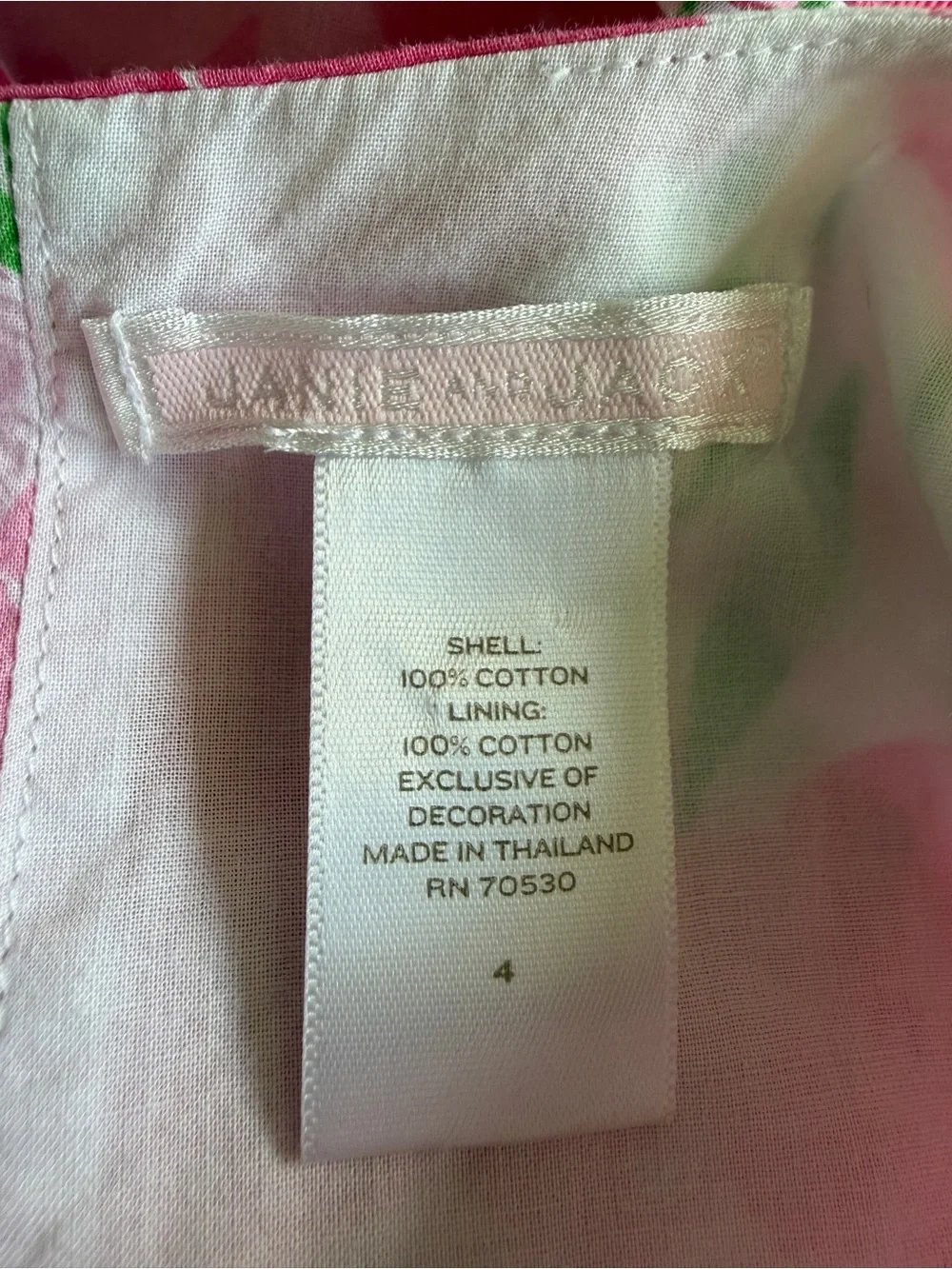 Janie and Jack Tulip Floral Pink White Cotton Sleeveless Dress Girls Size 4 Y
